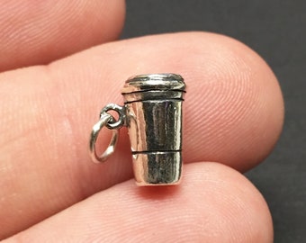 Berloque para copo de café em prata esterlina 925 3D, faça você mesmo, pulseira, pingente (C678)