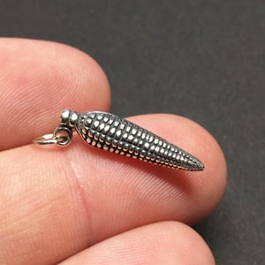 Sterling Silver Corn on the Cob Charm, .925 Silver, Farmer, Food, Vegetable, DIY, Bracelet Charms, Pendant (C690)