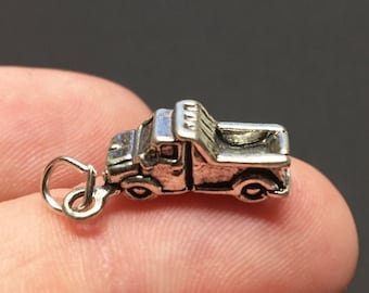 Sterling Silver Dump Truck Charm, .925 Silver, Construction, Excavation, DIY, Bracelet Charms, Pendant (C699)