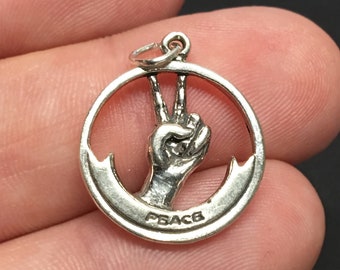 925 Sterling Silver Peace Symbol Bracelet Charm, Love, Pendant (C707)