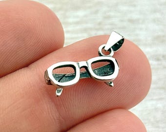 925 Sterling Silver Sunglasses Pendant, Eyeglasses, Bracelet Charm, DIY, (C900)