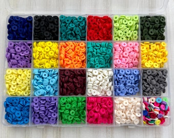 4200 Pcs Heishi Beads Kit, 6mm 24 Color, Polymer Clay, DIY Bracelet, (B003)