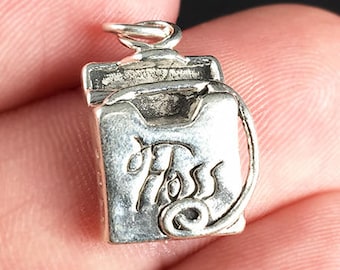 3D-sterlingzilveren bedel tandzijde, tandarts, .925 zilver, DIY, armbandbedels, (C552)