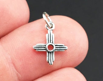 Sterling Silver Zia Symbol Charm, Pueblo, Sun, .925 Silver, DIY, Bracelet Charms, Pendant (C591)