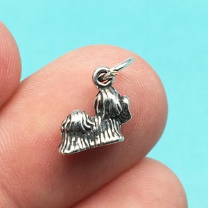 Dije de perro Shih Tzu en plata esterlina 3D, animal, plata 925, bricolaje, dijes de pulsera, (C336)