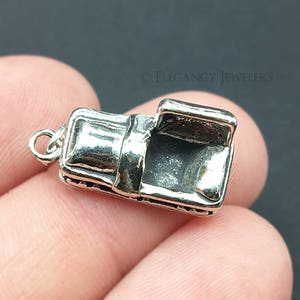 Sterling Silver Coffin Charm, Halloween, Scary, Vampire, .925 Silver, DIY, Bracelet Charms, (C488)