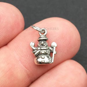 3D Sterling Silver Snowman Charm, Winter, Snow, Christmas, .925 Silver, DIY, Bracelet Charms, (C183)