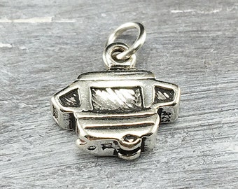 3D 925 Sterling Silver Camper Bracelet Charm, Camping, DIY, Pendant (C646)