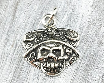 925 Sterling Silber La Calavera Catrina Armband Charm, Schädel, Skelett, Anhänger (C650)