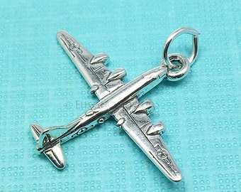 3D 925 Sterling Silver B-29 Bomber Superfortress Bracelet Charm, Military, DIY, Pendant, (C335)