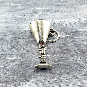 3D Sterling Silver Goblet Charm, Chalice, Cup, Religious, Christian, .925 Silver, DIY, Bracelet Charms, Pendant (C640)