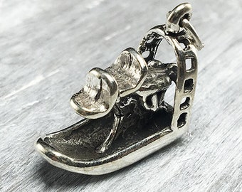 Sterling Silver 3D Swamp Marsh Air Boat Charm