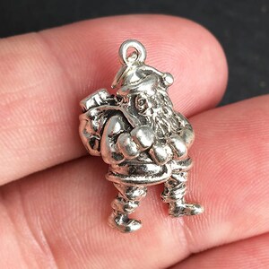 3D Sterling Silver Santa Charm, Christmas, .925 Silver, DIY, Bracelet Charms, Nickel Free (C554)