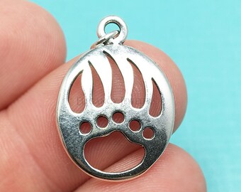 Sterling Silber Bärentatze Charme, Natur, Tier, Wandern, .925 Silber, DIY, Armband Charms, (C315)