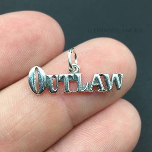 Sterling Silver Outlaw Charm, Western, .925 Silver, DIY, Bracelet Charms, (C500)
