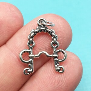 3D Sterling Silver Pelham Hästträns Berlock, Ridsport, .925 Silver, DIY, Armbandsberlocker, (C340)