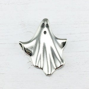 Large 3D Sterling Silver Ghost Charm, Spooky, Haunted, Scary, Halloween, .925 Silver, DIY, Bracelet Charms, Pendant (C672)