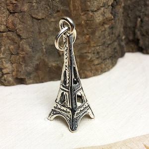 3D 925 Sterling Silver Eiffel Tower Bracelet Charm, Paris, DIY, Pendant, (C273)