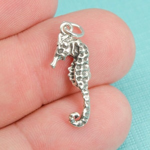 Sterling Silver Seahorse Bracelet Charm, Ocean, Tropical, Animal, Fish, Pendant, Jewelry, .925 Silver, DIY Bracelet, (C111)