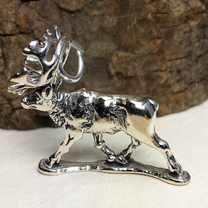 3D Sterling Silver Caribou Bracelet Charm, Reindeer, Canada, Alaska, Jewelry, .925 Silver, DIY, Charms, (C266)