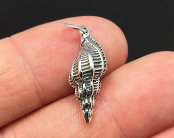 3D 925 Sterling Silver Seashell Bracelet Charm, Beach, DIY, Pendant (C400)