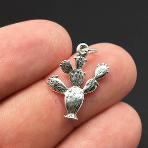 Ciondolo cactus 3D in argento sterling, deserto, Messico, Dubai, argento 925, fai da te, ciondoli per braccialetti, senza nichel (C398)