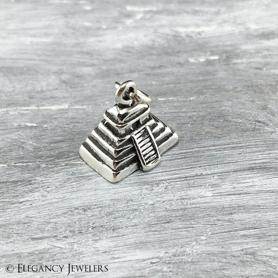 STERLING SILVER ANCIENT MAYAN PYRAMID CHARM//PENDANT