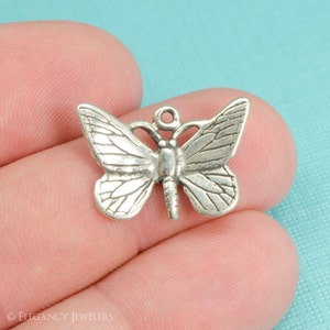 Sterling Silver Butterfly Bracelet Charm, Insect, Spring, Pendant, Jewelry, .925 Silver, Nature, DIY Bracelet, (C110)