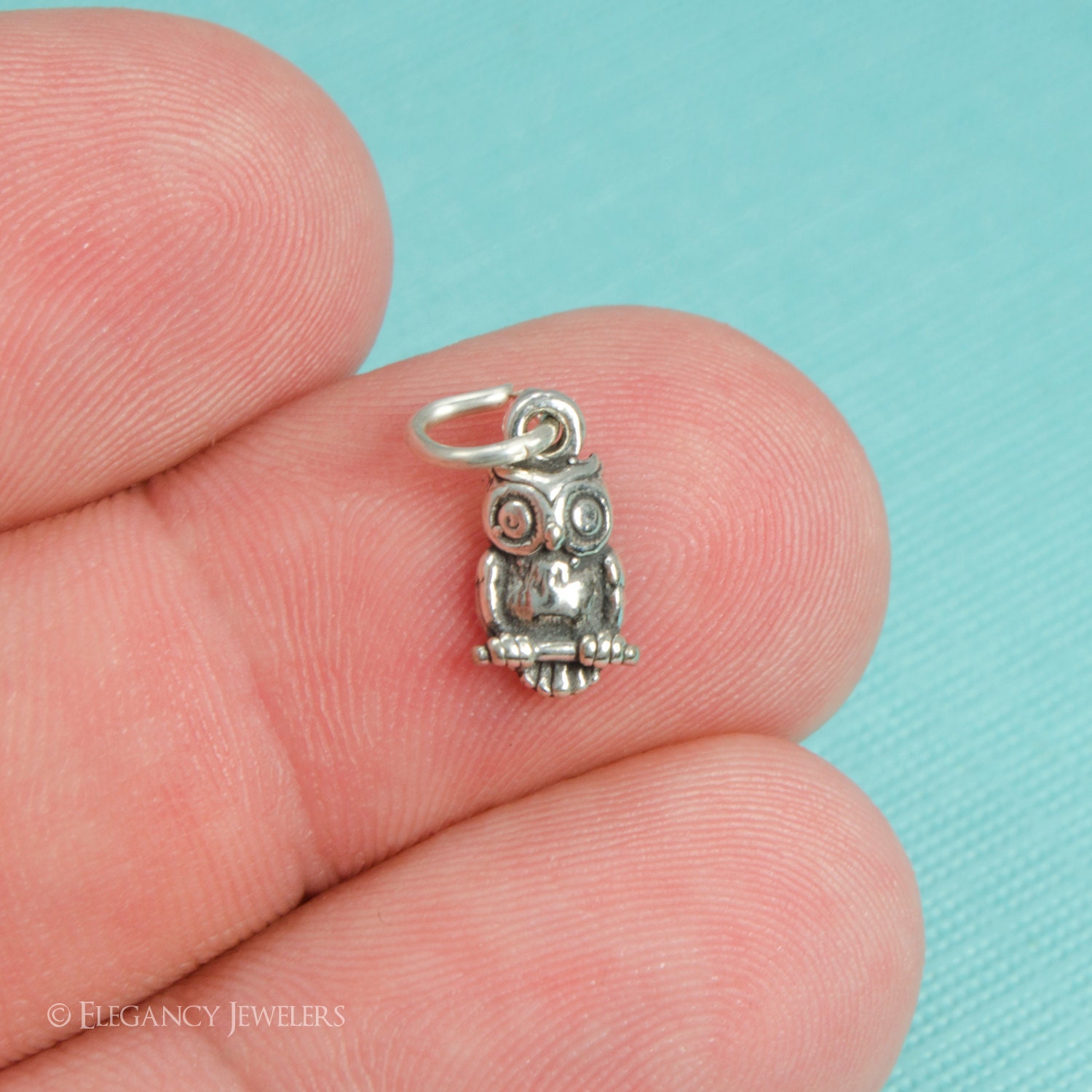 Sterling Silver Small Owl Bracelet Charm, Nature, Wilderness, Forest, Jewelry, .925 Silver, DIY Char