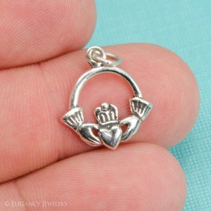 Sterling Silver Claddagh Bracelet Charm, Irish, Ireland, Love, Heart, Family, Gift, Pendant, Jewelry, .925 Silver, DIY Bracelet, (C188)