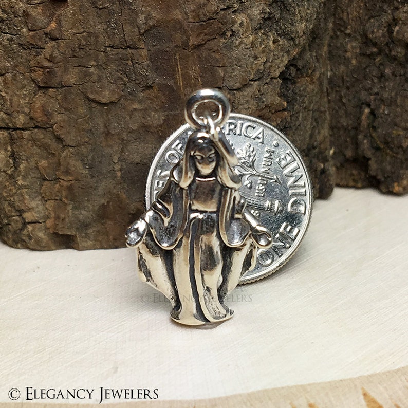 3D Sterling Silver Virgin Mary Bracelet Charm Religious Etsy
