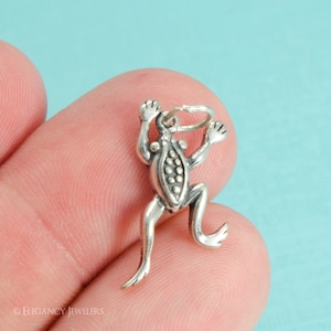 Sterling Silver Tree Frog Bracelet Charm, Tropical, Rainforest, Pendant, .925 Silver, DIY, Animal, (C020)