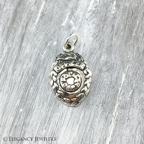 スターリングシルバー警察官バッジチャーム、職業、.925シルバー、DIY