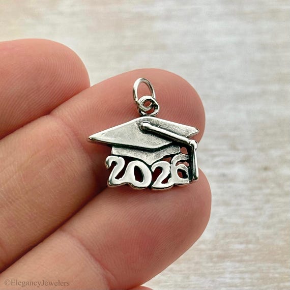 925 Sterling Silver Class of 2026 Graduation Senior Bracelet Charm, College, High School, Pendant, (C438)