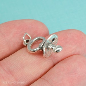 Sterling Silver Pacifier Bracelet Charm, Newborn, Baby, Child, .925. Jewelry, DIY, Baby Shower, (C225)