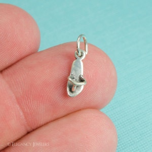 Sterling Silver Small Flip-Flop Bracelet Charm, Summer, Beach, Vacation, Tropical, Sandal, Jewelry, .925 Silver, DIY, (C062)