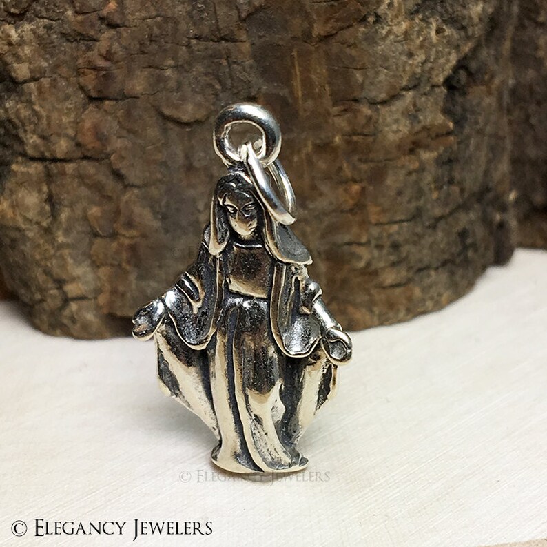 3D Sterling Silver Virgin Mary Bracelet Charm Religious Etsy
