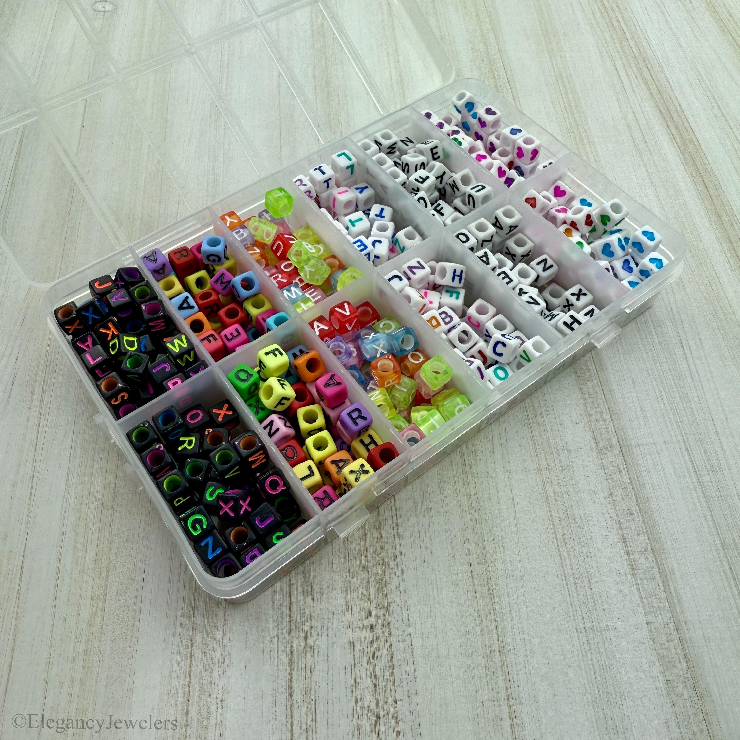 600PCS Letter Beads - 6mm Acrylic Cube Alphabet Beads With Hearts & Crosses For DIY Jewelry Making - View #6