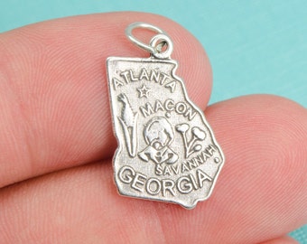 Armband i 925 sterlingsilver med delstaten Georgia, berlock, gör-det-själv-hänge, (C139)
