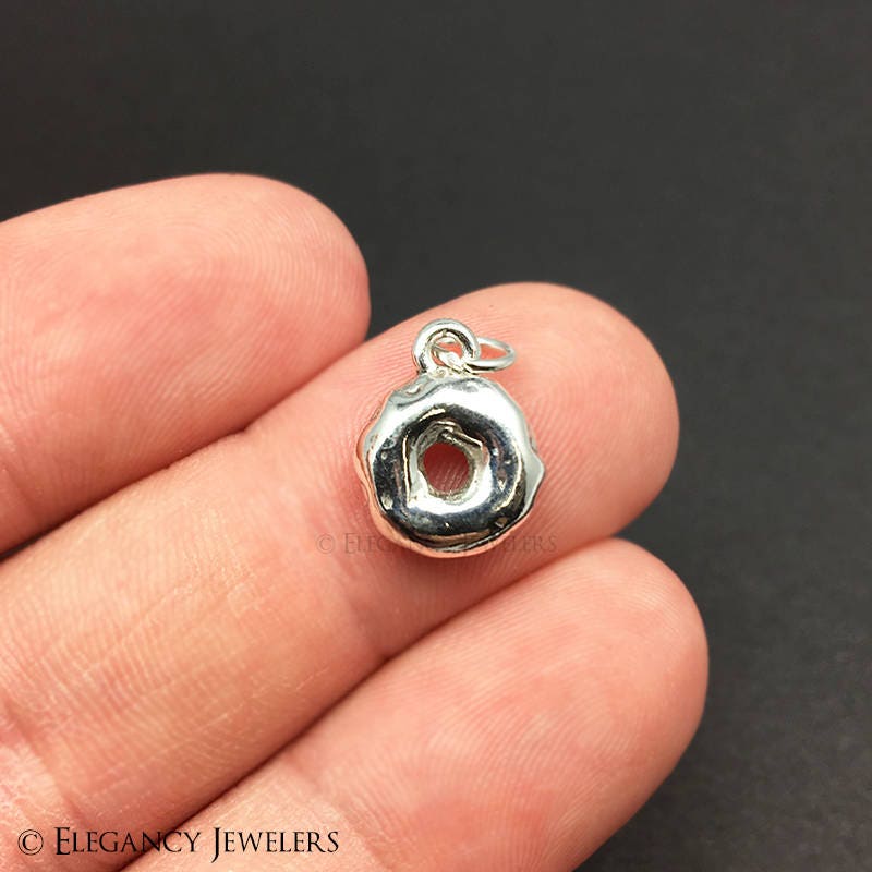 3D Sterling Silver Doughnut Charm, Donut, Food, .925 Silver, DIY, Bracelet Charms, (C430)