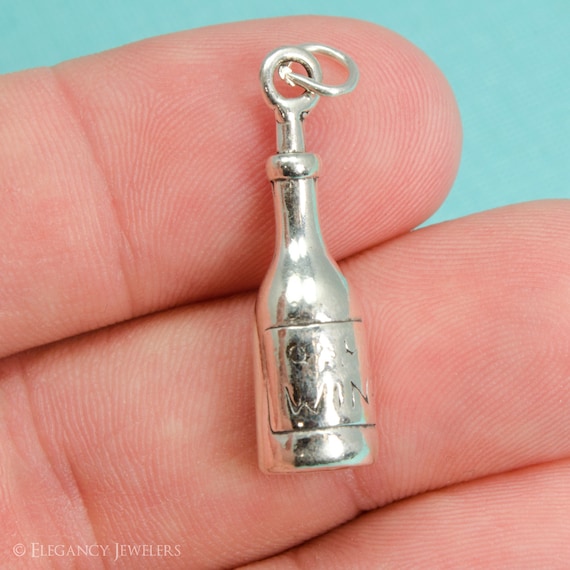 Sterling Silver Wine Bottle Bracelet Charm Party Gift Etsy