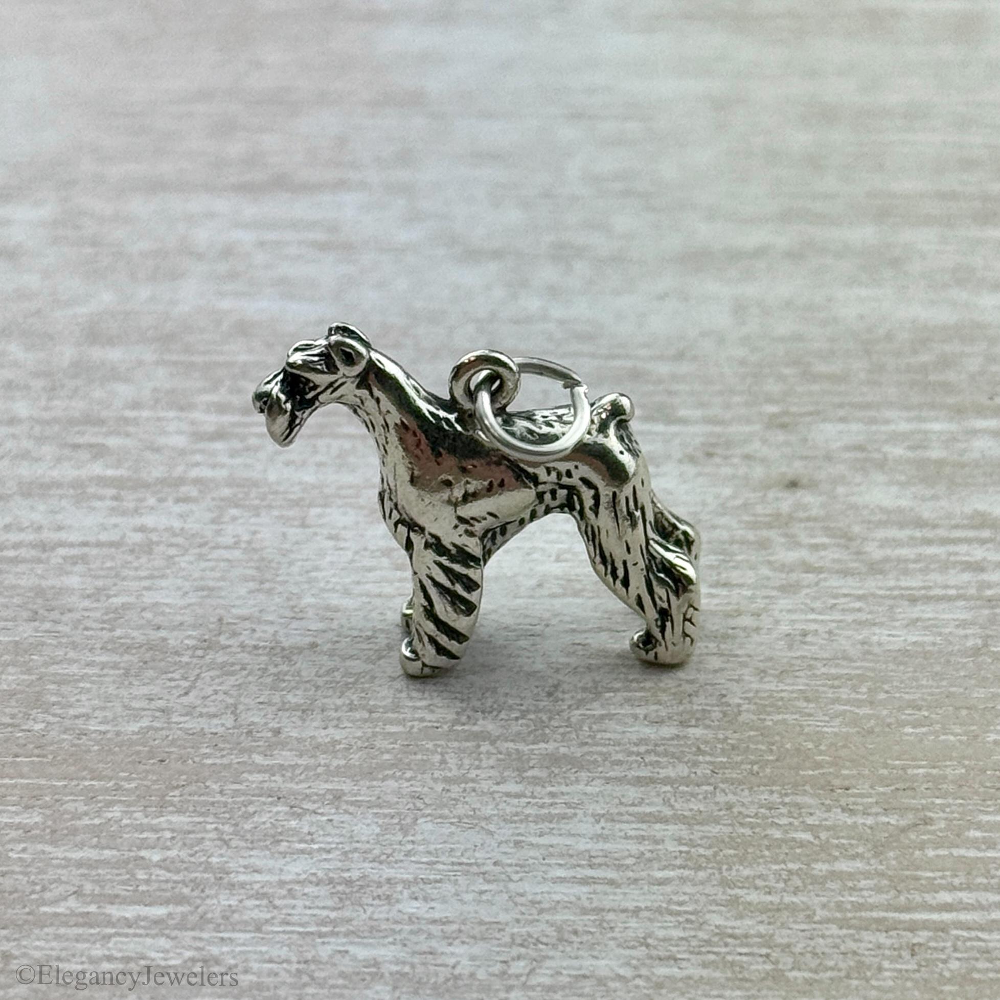 3Dスターリングシルバーシュナウザーチャーム、犬、.925シルバー、DIY