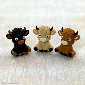 3D Highland Cow Silicone Chunky Beads, Western, Animal, Farm Silicone Beads (B006)
