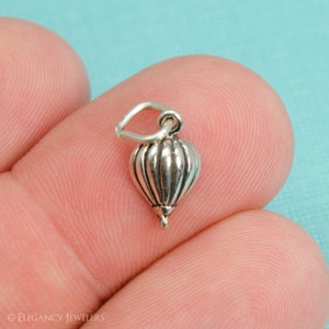 Sterling Silver Hot Air Balloon Bracelet Charm, Travel, Vacation, Jewelry, .925 Silver, DIY Bracelet, (C198)