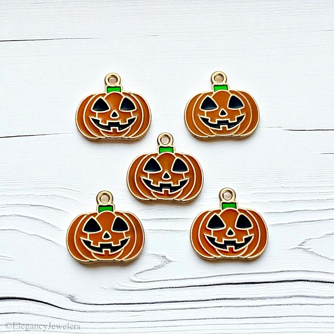 5 Pumpkin Jack O Lantern Enamel Charms, Halloween, Pendant (MC015) - Etsy