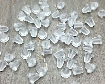 100 piezas - Cierres de silicona suave hipoalergénicos de 4 mm para pendientes, venta al por mayor (F002)