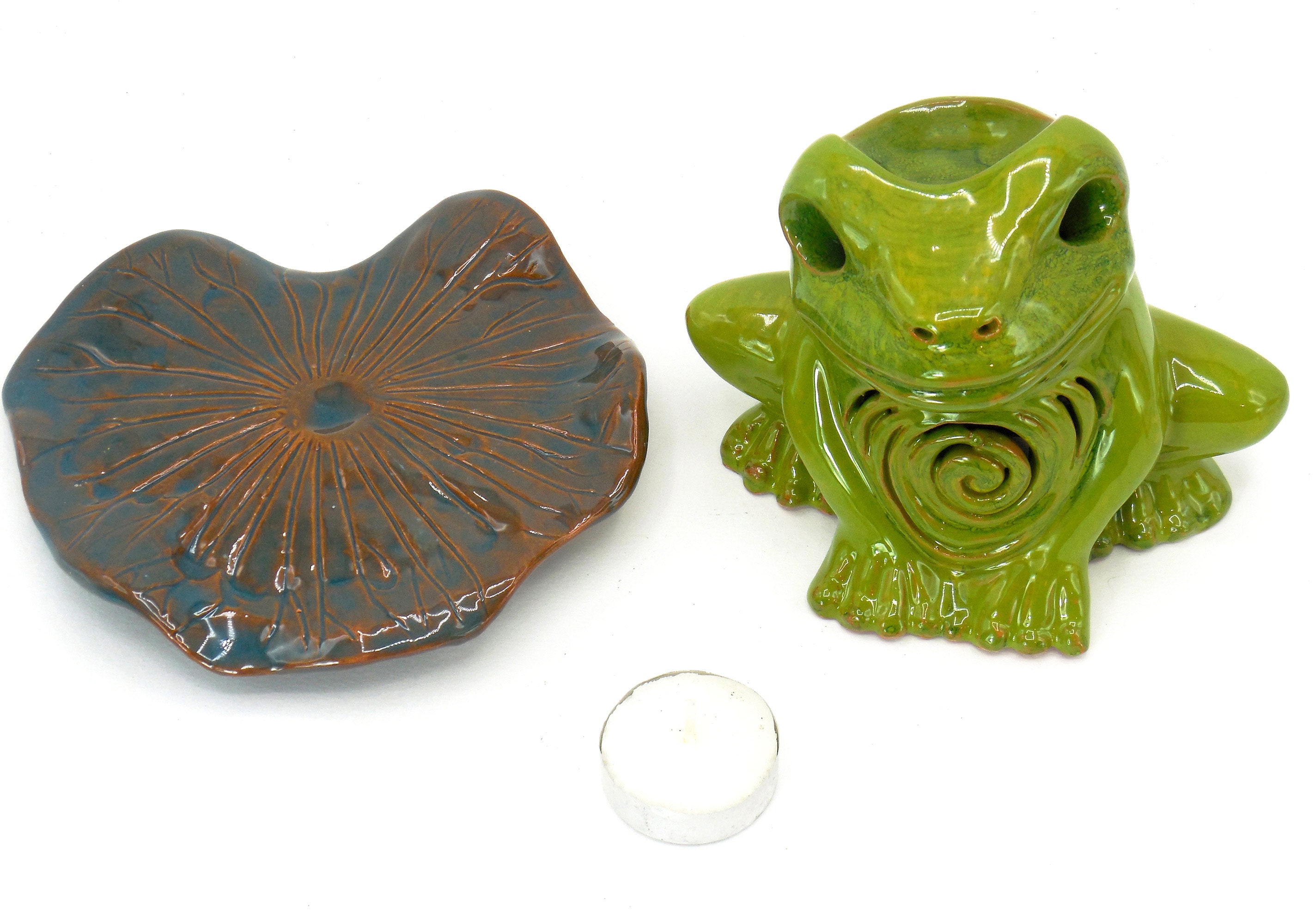 Ceramic frog sculpture candle holder Wax warmer tea light Etsy