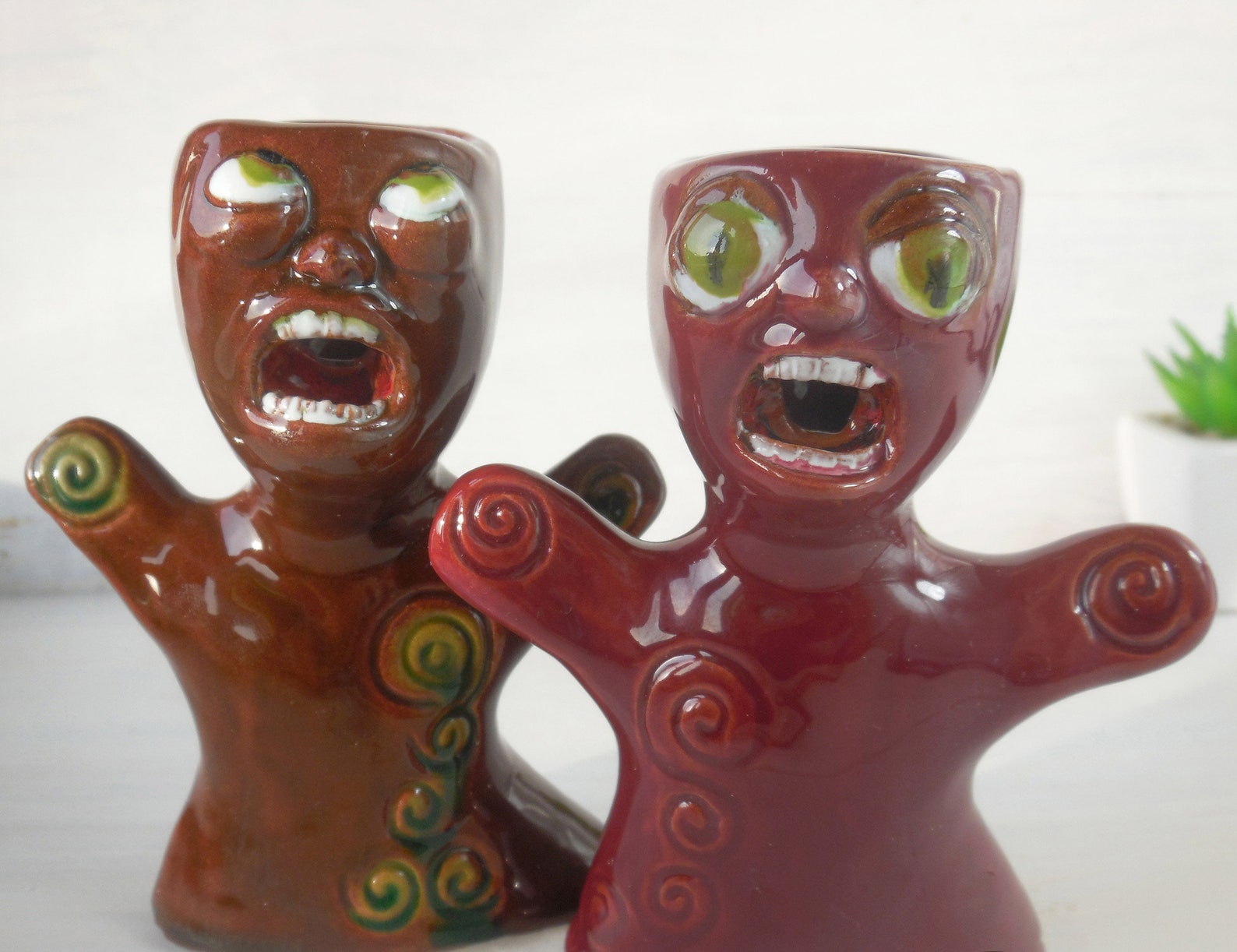 Weird ceramic monster figurine candle holder Clay candlestick Etsy