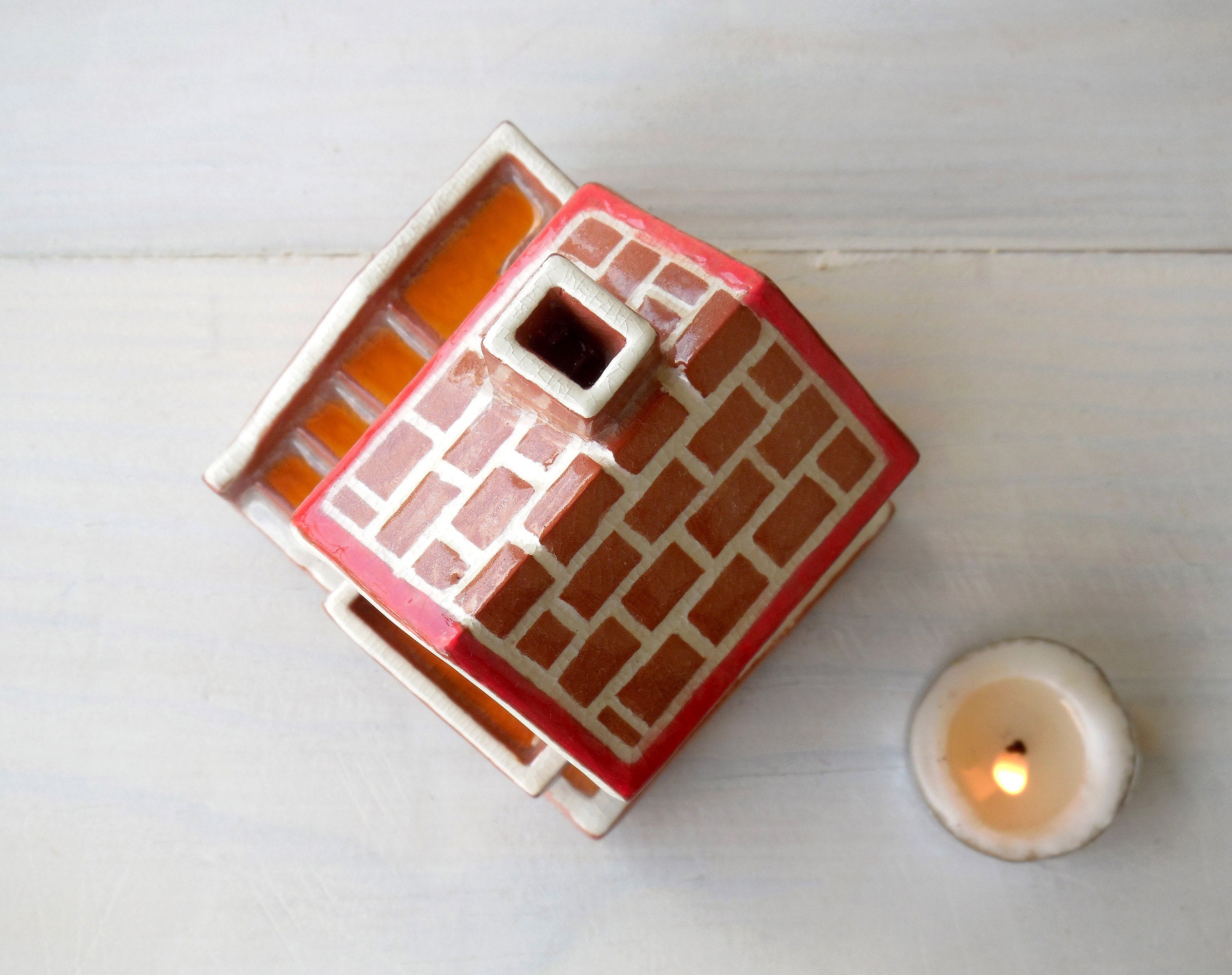 Unique ceramic house candle holder Cottage incense burner Etsy