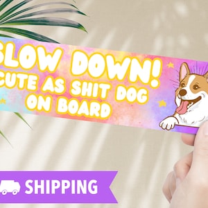 Corgi bumpersticker, vertragen schattige hond aan boord grappige autosticker, huisdier minnaar cadeau, hond moeder cadeau, huisdier voertuigdecor, herinnering langzaam rijden